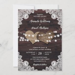 Elegant Rustic Country Wood Wedding Invitation