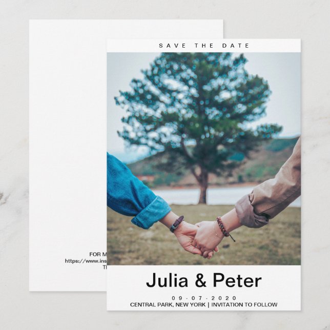 Elegant Rustic Custom Photo Save The Date Invitation (Front/Back)