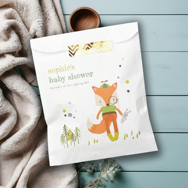 Elegant Rustic Cute Woodland Fun Fox Baby Shower Favour Bag (Creator Uploaded)