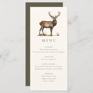 Elegant Rustic Deer Stag Fall Hunting Dinner Menu