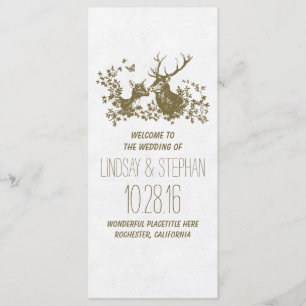 Elegant rustic deer wedding programs