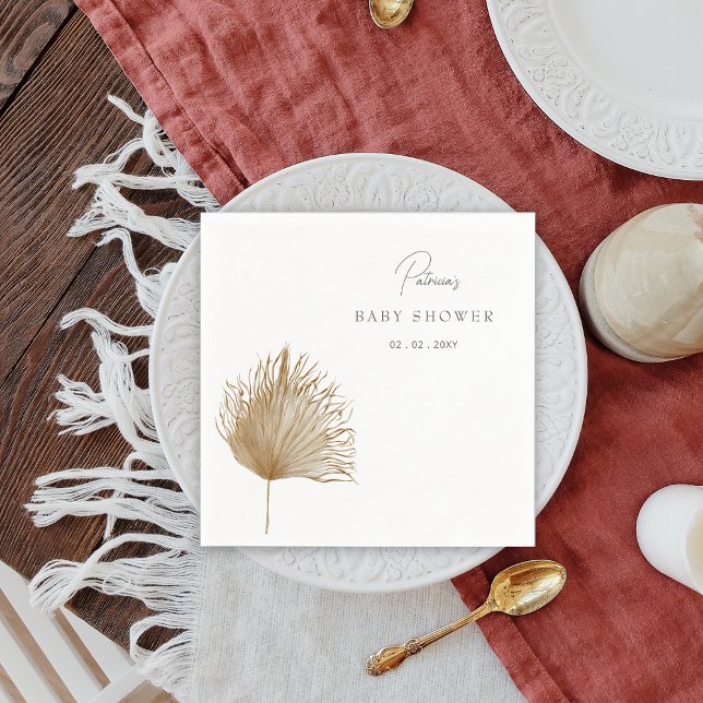 Elegant Rustic Dried Palm Boho Baby Shower Napkin (Boho Baby Shower Napkin)
