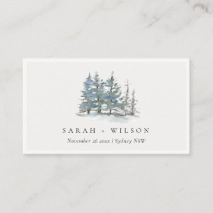 Elegant Rustic Dusky Green Blue Pine Woods Weddin Place Card