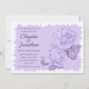 Elegant rustic dusty blue roses floral save the date