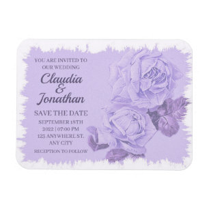Elegant rustic dusty blue roses floral wedding magnet
