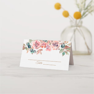 Elegant rustic dusty pink floral Chinese wedding Place Card