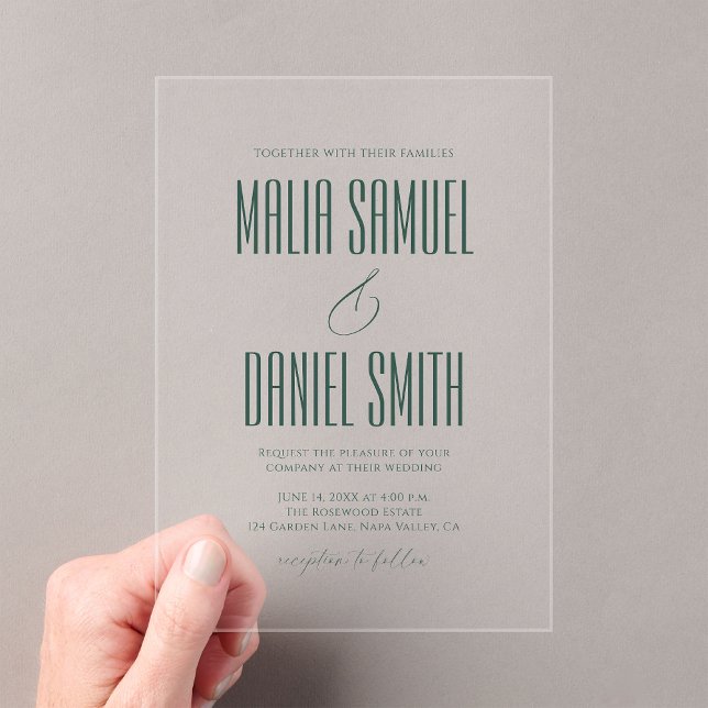 Elegant Rustic Emerald Green Wedding Acrylic Invitations (Creator Uploaded)