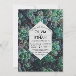 Elegant rustic emerald green Wedding Invitation