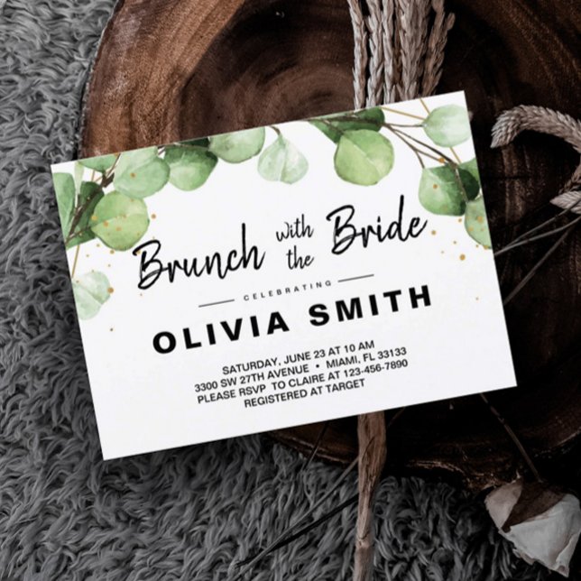 Elegant Rustic Eucaliptus Brunch with the bride Invitation (Elegant Rustic Eucalyptus Brunch With The Bride Invitation, Brunch and Bubbly)