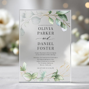 Elegant Rustic Eucalyptus Greenery Wedding Acrylic Invitations