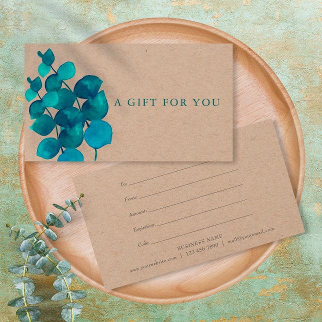 Elegant Rustic Eucalyptus Leaves Gift Certificate (Creator Uploaded)