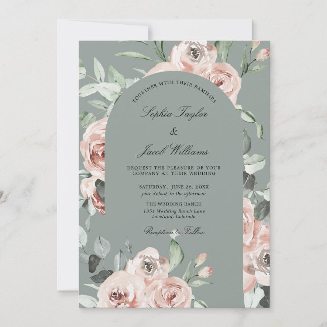 Elegant Rustic Eucalyptus Leaves Greenery Wedding Invitation (Front)