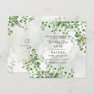 Elegant Rustic Eucalyptus Leaves Greenery Wedding Invitation