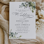 Elegant Rustic Eucalyptus Leaves Greenery Wedding Invitation<br><div class="desc">This elegant collection features mixed watercolor greenery leaves paired with a classy serif & delicate sans font in black,  with a monogram on the back. Matching items available.</div>