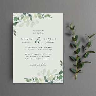 Elegant Rustic Eucalyptus Leaves Greenery Wedding Invitation