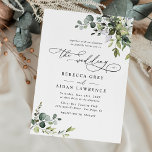 Elegant Rustic Eucalyptus Leaves Greenery Wedding Invitation<br><div class="desc">This elegant collection features mixed watercolor greenery leaves paired with a classy serif & delicate sans font in black,  with a monogram on the back. Matching items available.</div>