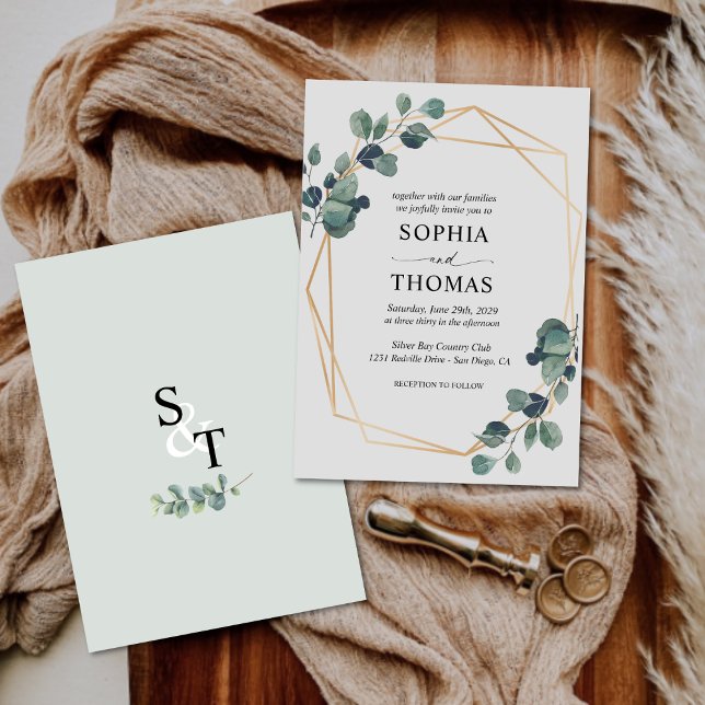 Elegant Rustic Eucalyptus Leaves Greenery Wedding Invitation (Creator Uploaded)
