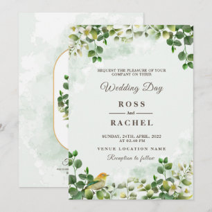 Elegant Rustic Eucalyptus Leaves Greenery Wedding Invitation