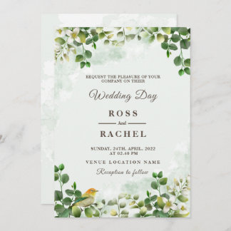 Elegant Rustic Eucalyptus Leaves Greenery Wedding  Invitation