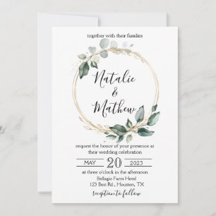 Elegant Rustic Eucalyptus Leaves Greenery Wedding Invitation