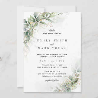 Elegant Rustic Eucalyptus Leaves Wedding Invitation