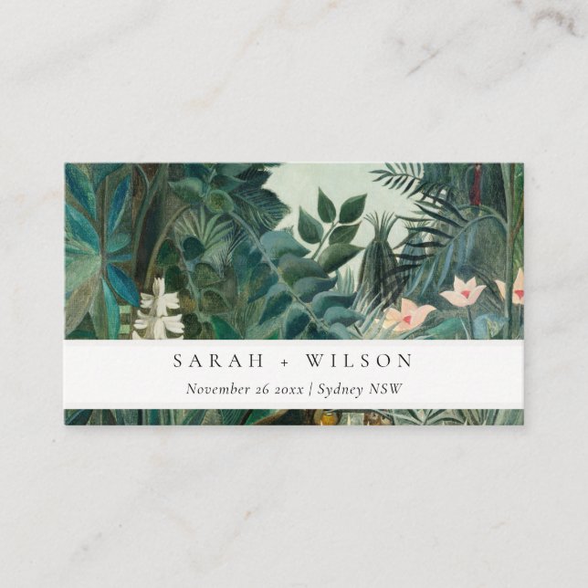 Elegant Rustic Exotic Tropical Rainforest Wedding Enclosure Card (Front)