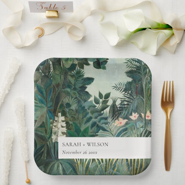 Elegant Rustic Exotic Tropical Rainforest Wedding Paper Plate (Wedding)