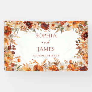 Elegant Rustic Fall Autumn Floral Wedding Banner