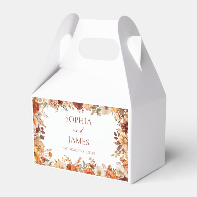 Elegant Rustic Fall Autumn Floral Wedding Favour Box (Front Side)