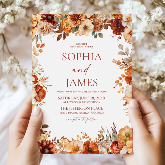 Elegant Rustic Fall Autumn Floral Wedding Invitation (Creator Uploaded)