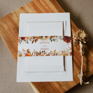 Elegant Rustic Fall Autumn Floral Wedding Invitation Belly Band