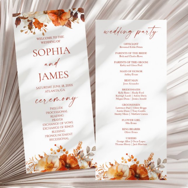 Elegant Rustic Fall Autumn Floral Wedding Program (Creator Uploaded)