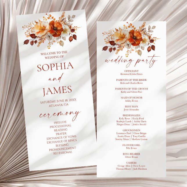 Elegant Rustic Fall Autumn Floral Wedding Program (Creator Uploaded)