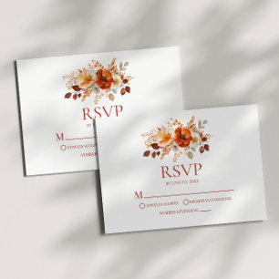 Elegant Rustic Fall Autumn Floral Wedding RSVP Card