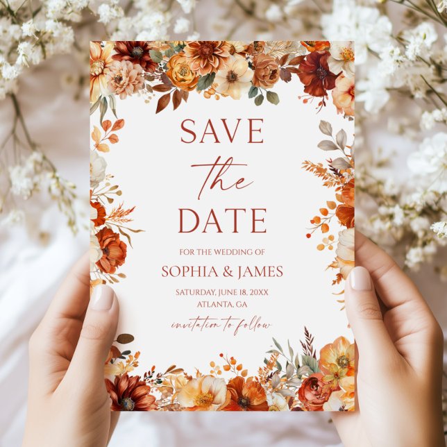 Elegant Rustic Fall Autumn Floral Wedding Save The Date (Creator Uploaded)