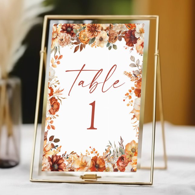 Elegant Rustic Fall Autumn Floral Wedding Table Number (Creator Uploaded)