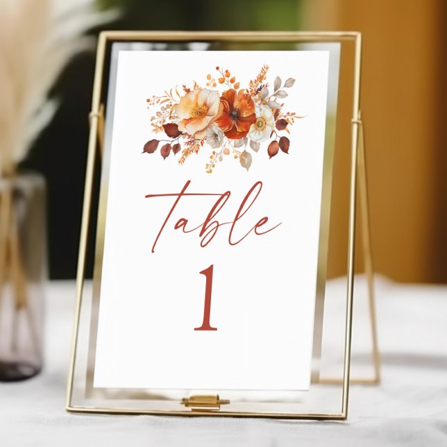 Elegant Rustic Fall Autumn Floral Wedding Table Number (Creator Uploaded)