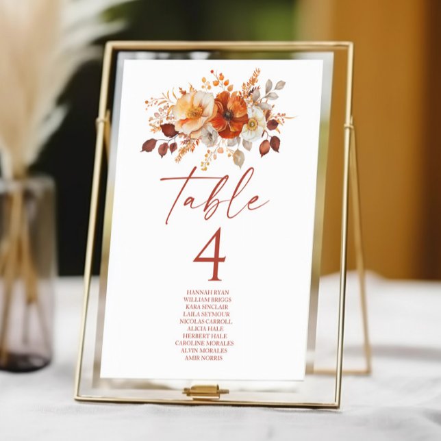 Elegant Rustic Fall Autumn Floral Wedding Table Number (Creator Uploaded)