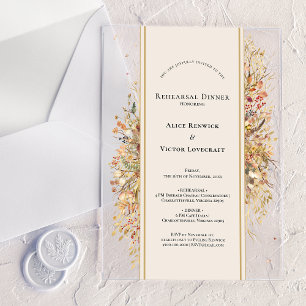 Elegant Rustic Fall Beige Rehearsal Dinner Acrylic Invitations