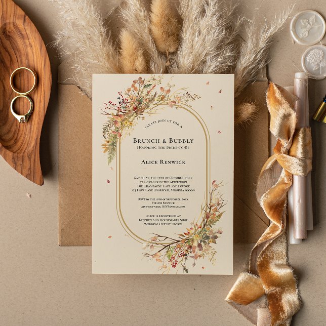 Elegant Rustic Fall Beige Wedding Bridal Brunch Invitation (Creator Uploaded)