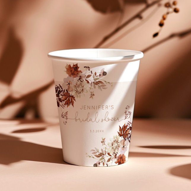 Elegant rustic fall bridal shower paper cups (Creator Uploaded)