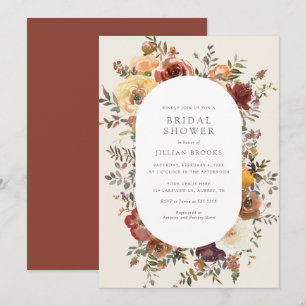 Elegant Rustic Fall Floral Bridal Shower Invitatio Invitation