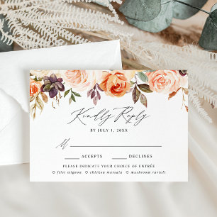 Elegant Rustic Fall Floral Meal Choice RSVP