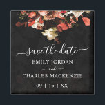 Elegant Rustic Fall Flowers Wedding Save The Date Magnet<br><div class="desc">Elegant Rustic Autumn Flowers Wedding Save The Date Square Magnet. The artistic magnet design exhibits an elegant stylised rustic autumn flowers image. The bouquet of fall flowers are showcased upside down and set upon a subtle black flower textured background with hints of colour. Ideal for an Autumn / Fall wedding...</div>