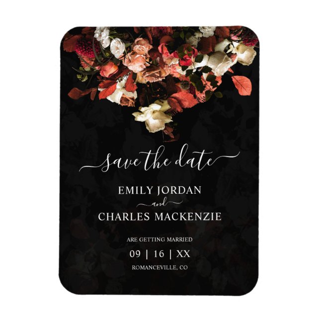 Elegant Rustic Fall Flowers Wedding Save The Date Magnet (Vertical)