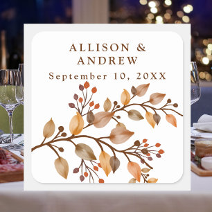 Elegant Rustic Fall Foliage Wedding Sticker