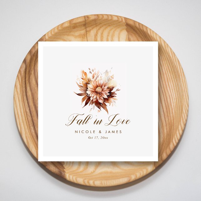 Elegant Rustic Fall In Love Calligraphy Wedding Napkin (Elegant Rustic Fall In Love Calligraphy Wedding Napkins)