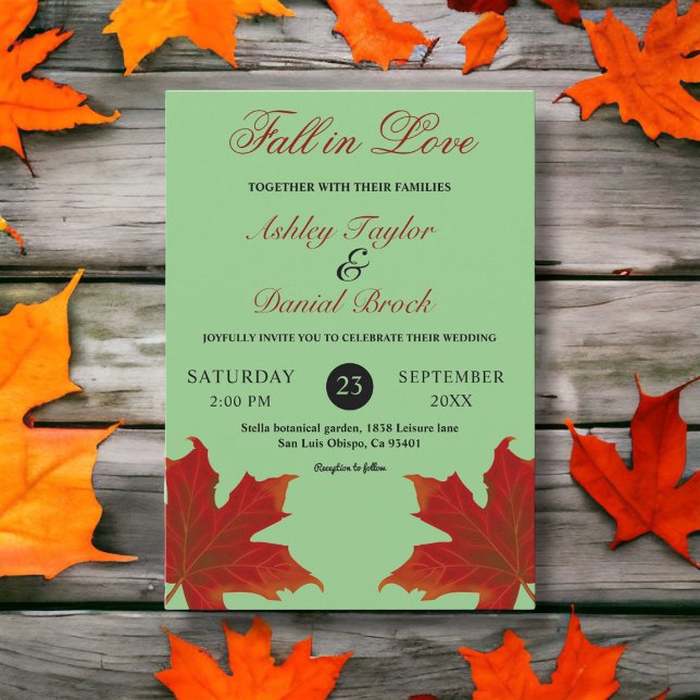 Elegant Rustic Fall in Love Sage Boho Fall Wedding Invitation (Creator Uploaded)