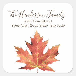 Elegant Rustic Fall Leaf Return Address Label