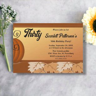 Elegant Rustic Fall Leaves Autumn 30th Birthday Invitation